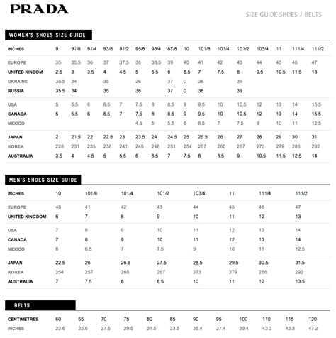 prada clothing size guide